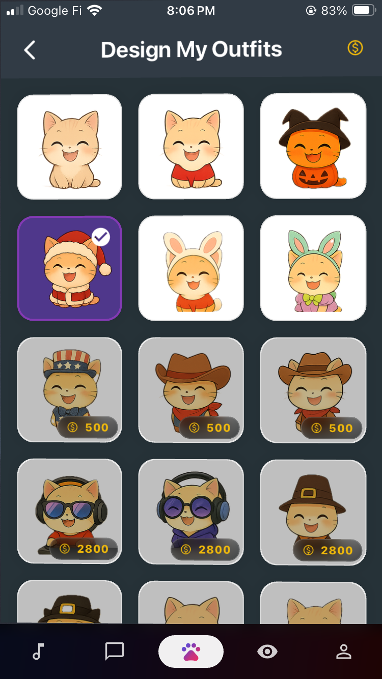 Design my outfits—pet wardrobe grid