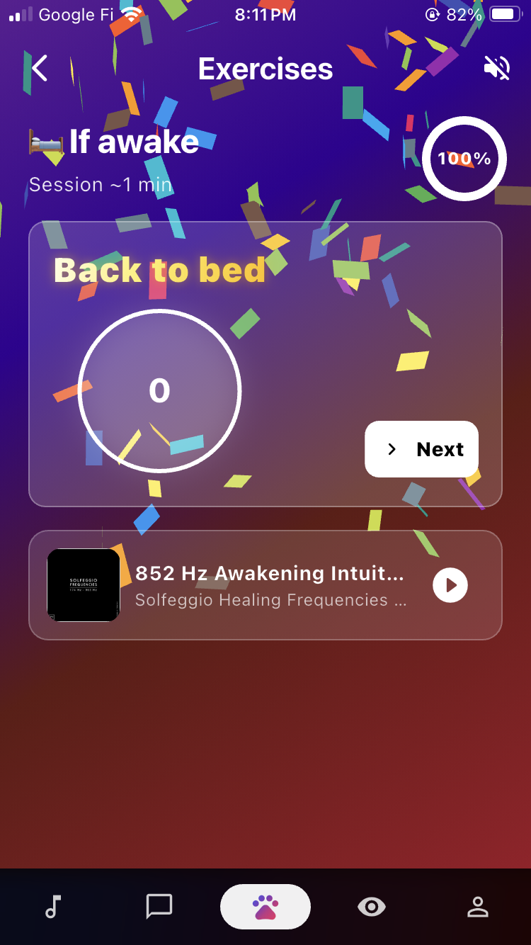 Exercises session with music and progress